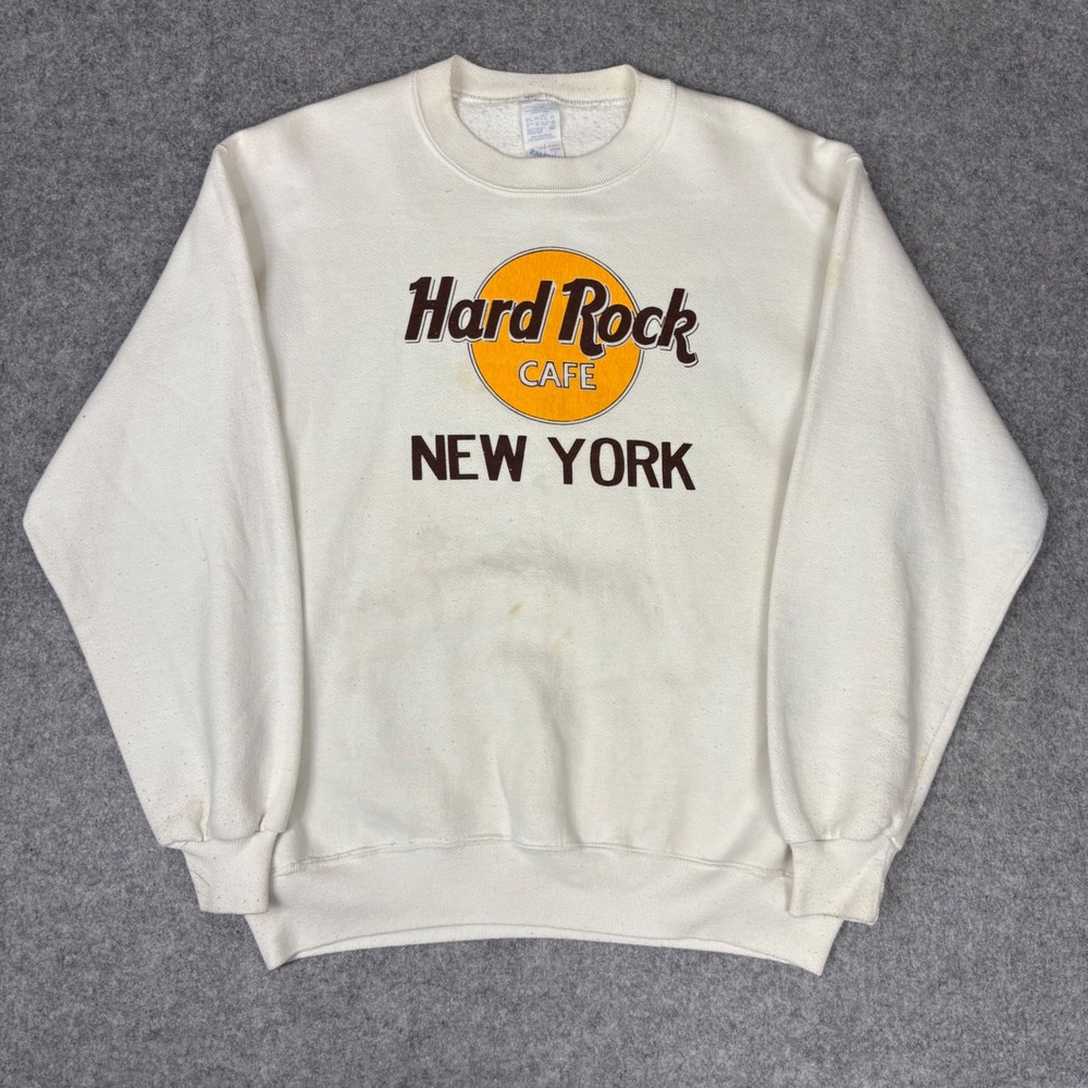 Vintage Hard Rock Cafe New York Sweatshirt White Super Sweats Graphic Large‎